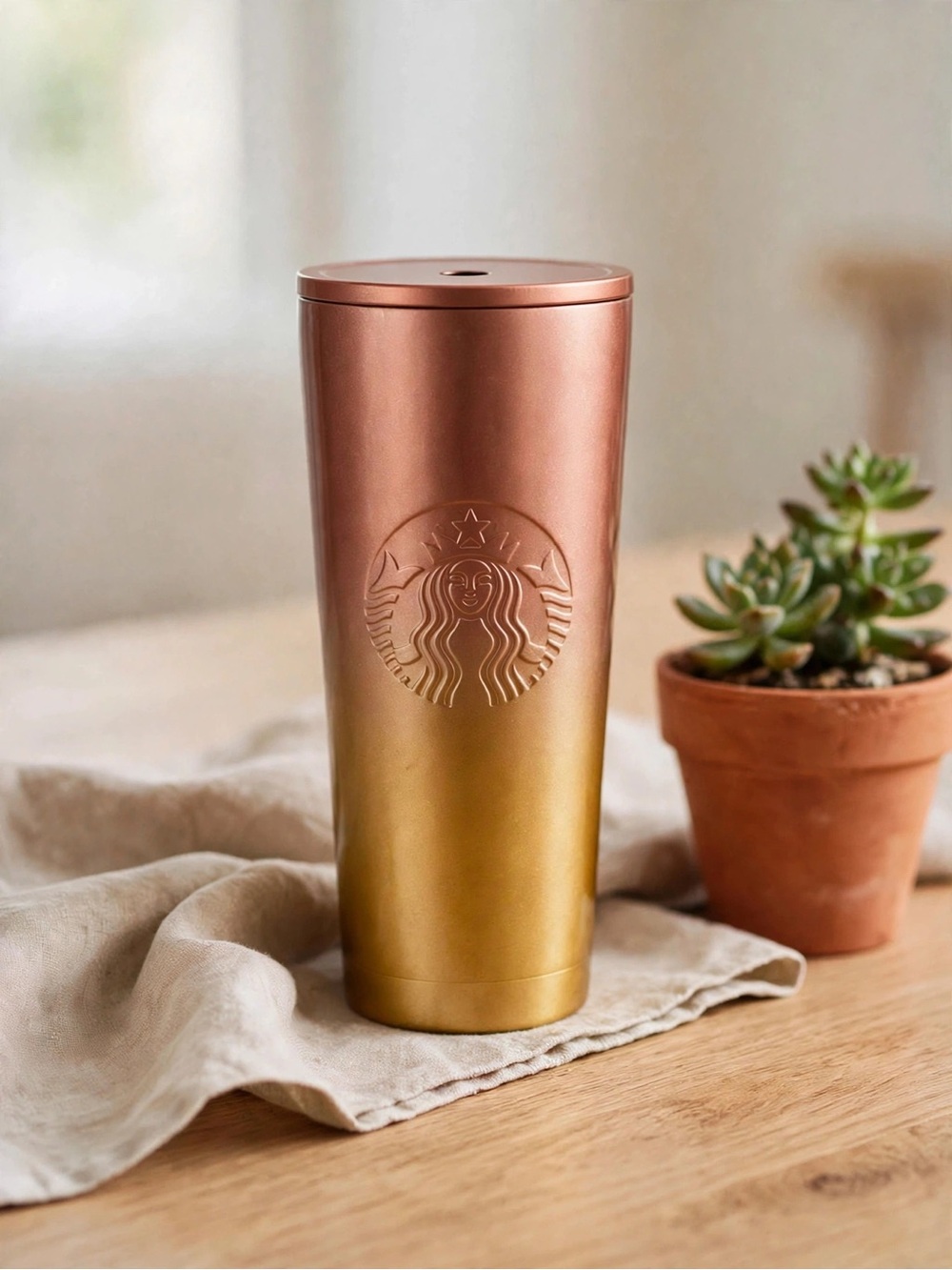 Starbucks Rose Gold Ombre Travel Tumbler Cold Cup